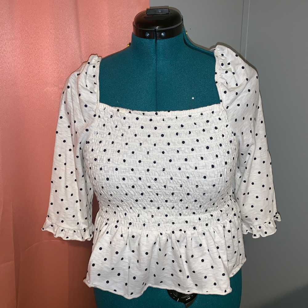 American Eagle Polka Dotted Ribbed Top
